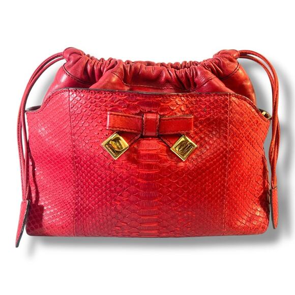 BURBERRY Luxurious Red Python Leather Shoulder/Clutch/or Crossbody Bag - Picture 6 of 16